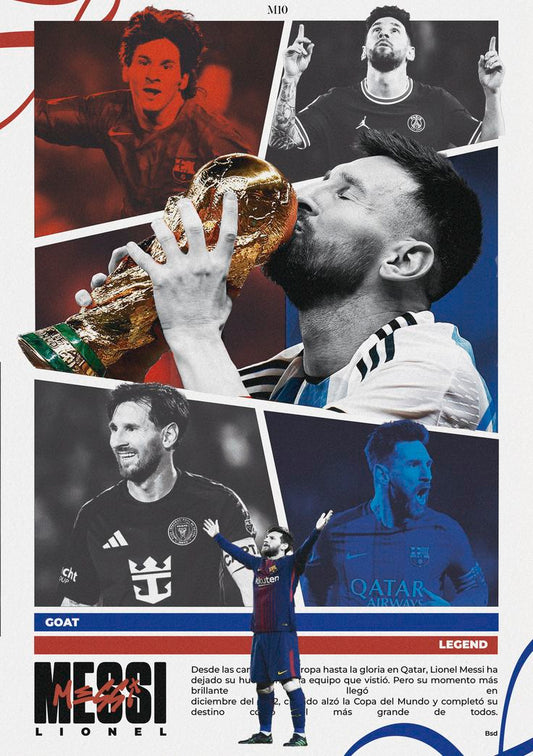 Lionel Messi World Cup Trophy Poster | GOAT Football Wall Art