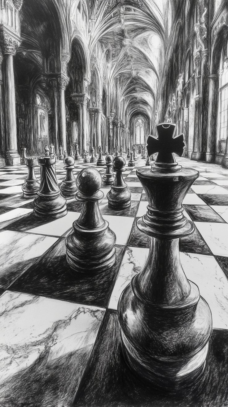 Cathedral Chess Artwork Poster