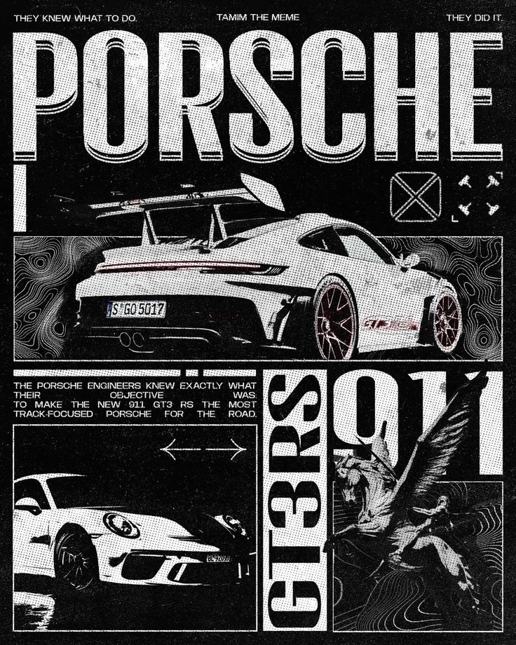 Porsche GT3 RS Blueprint Poster