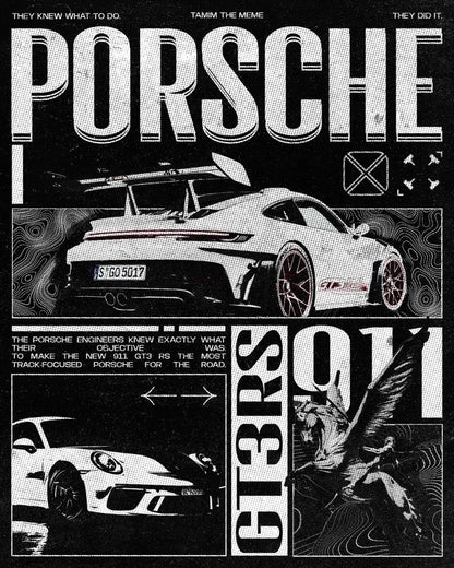 Porsche GT3 RS Blueprint Poster